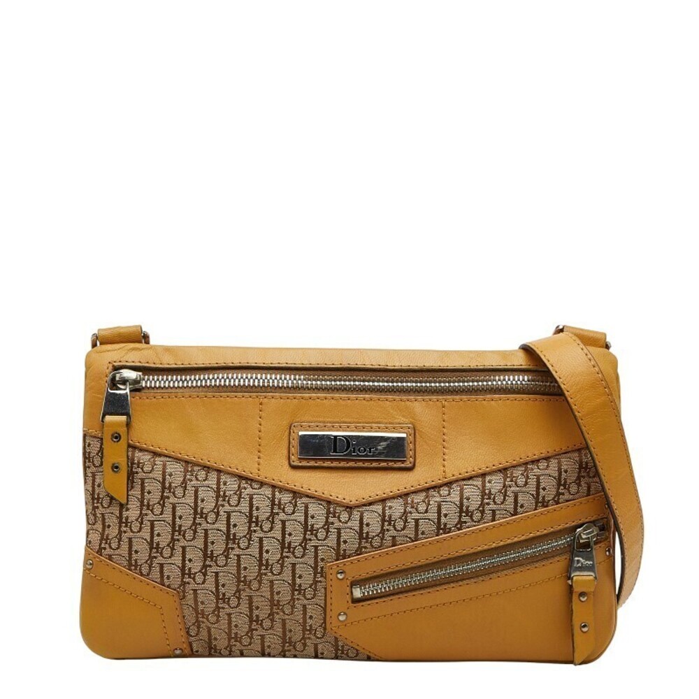 Christian Dior Trotter Crossbody Bag Beige Cream Canvas Leather